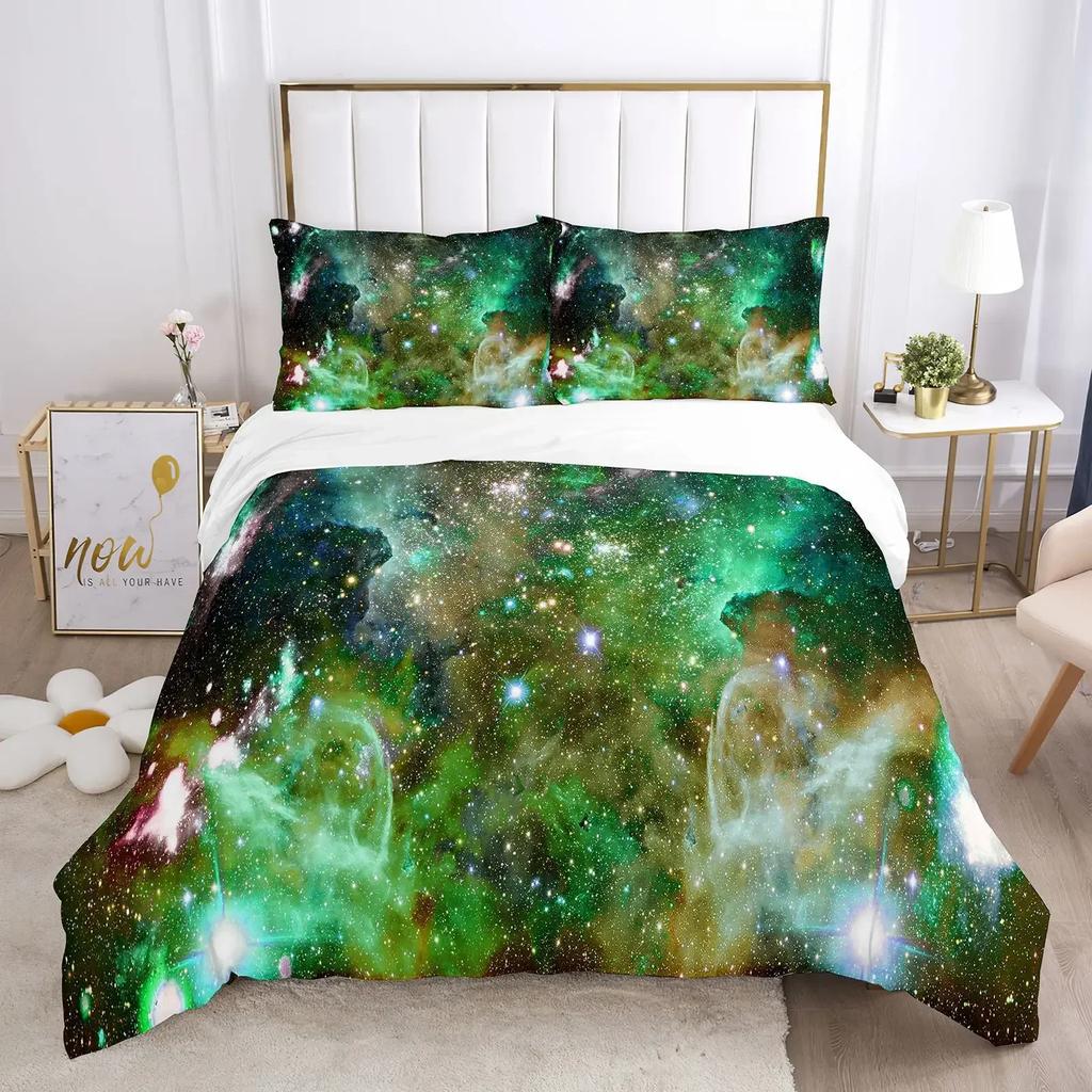 Galaxy Weltraum 3D Universum Bequeme Bettdecke Bettbezug Kissenbezug Bettwäscheset Kinder Schlafzimmer Dekoration Heimtextilien