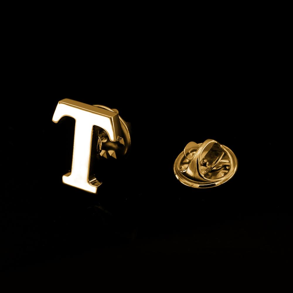 Quality Brass Initial A To Z 26 Letters Pin Golden Color Fashion English Symbol Design Men'S Suit Collar Lapel Brooch Pin