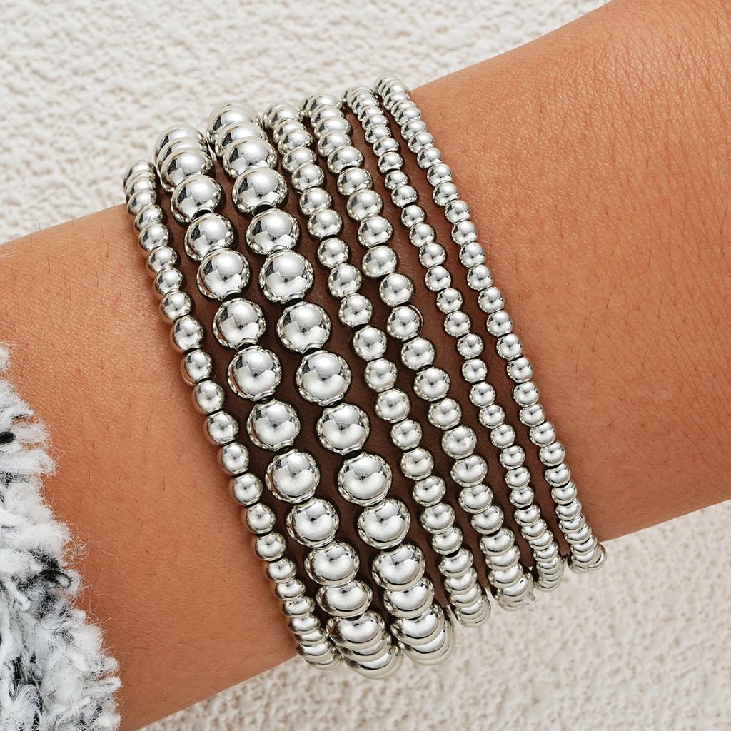 7-teiliges Wasserdichtes Langlebiges Perlen-Stretch-Armband-Set für Damen Westlich Minimalistisch Elastische Armbänder Täglicher Lässiger Modeschmuck Geschenk