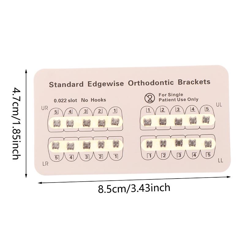20Pcs/Pack Dental Brackets Orthodontic Braces Plus Metal Mini Standard Mesh Base Roth/Mbt 0.022/0.018 Hooks 3-4-5