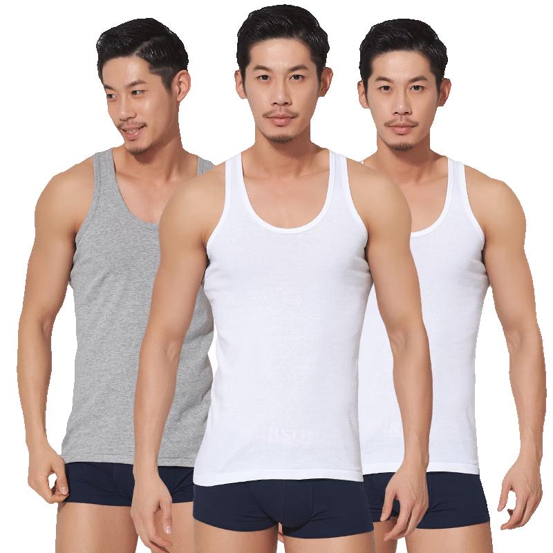 Yiershuang Men s 100% Cotton Ribbed Undershirts M