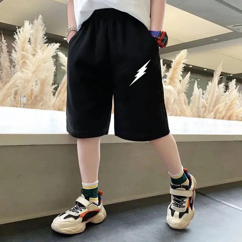 Children Summer Cartoon Shorts Elastic Waist Knee Length Pants Gray School Student Boys Girl Short Sport Pants