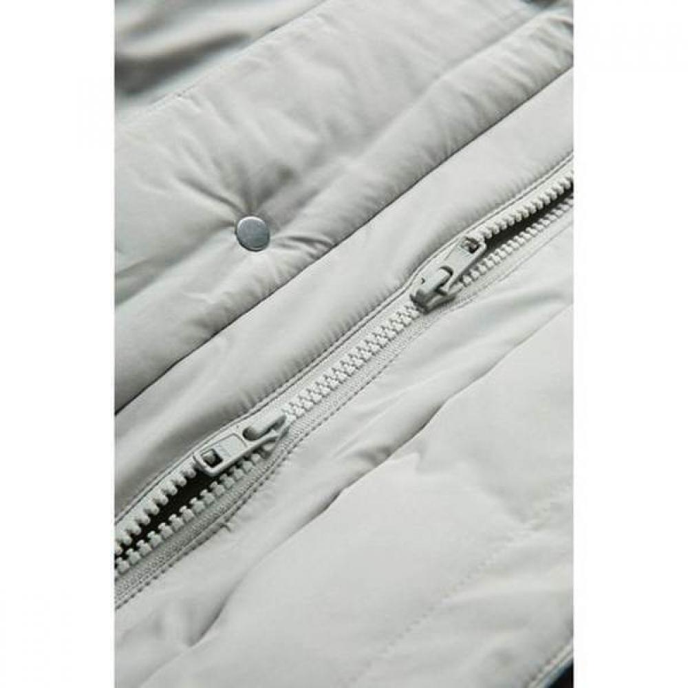 Customellow Gray Oversized Fit Hooded Goose Down Puffer Short Jacket C9uaw25811