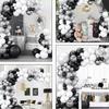 White Balloons Garland Arch Kit Black Silver Confetti Balloon Wedding Anniversary Proposal Marriage Birthday Party Decoration