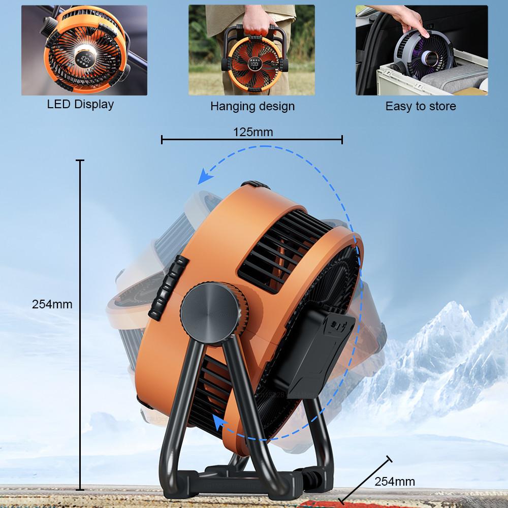 20000mAh Outdoor Tent Electric Ceiling Fan Wireless Portable Air Circulators Rechargeable Camping Fan