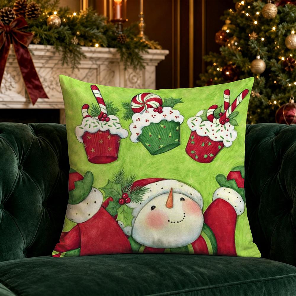 Christmas Cute Throw Pillow Covers Pattern Cushion Cover Suitable for Sofa Bedroom Car Pillow Cover