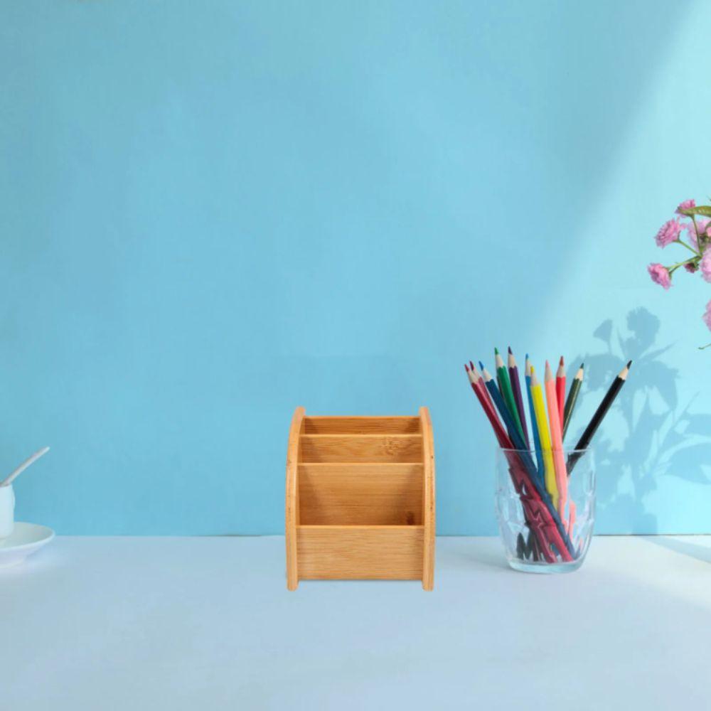 Simple Bamboo Pen Storage Box Wooden Creative Cosmetics Storage Box Office Supplies