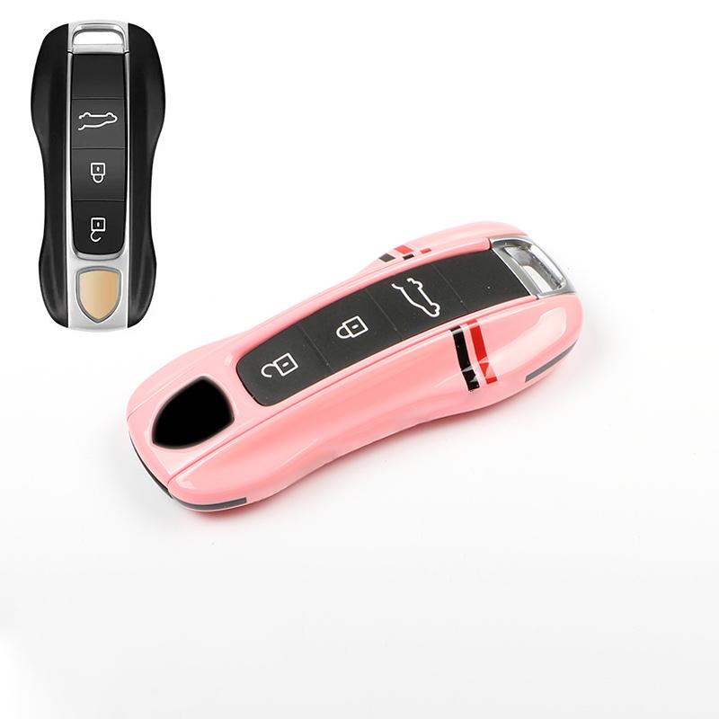 AABKQ1 Car Key Case Multi Colored Track For Porsche Mancan Panamera Cayenne 718 911 Boxster Cayman Key Cover Shell Replacement Kit
