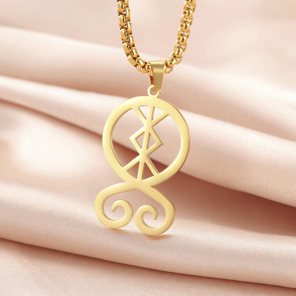 Dawapara Rune of Protection Troll Cross Necklace Trollkors Nordic Magical Symbol Scandinavian Amulet Stainless Steel Jewelry