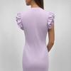 VEZFAA Abiti casual a vita alta senza maniche con scollo a O e stampa tinta unita primavera estate moda donna