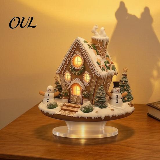Indoor Holiday Display Pieces Acrylic Christmas Table Decor, Gingerbread House Tree Ornaments, Ornaments for Desk Waterproof Desktop Decorations