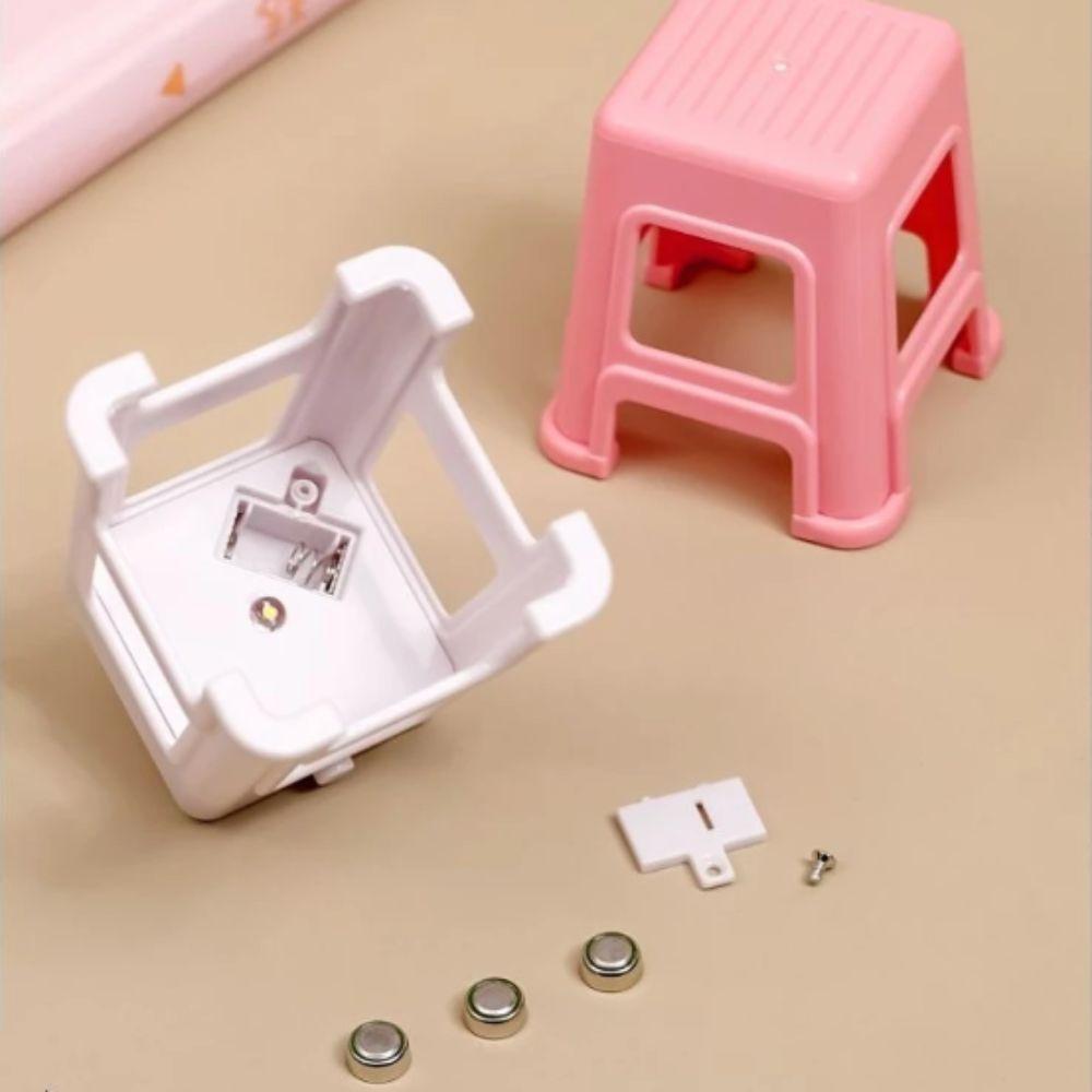 Ornament Plastic Material LED Mini Stool LED Light Stool Shape Night Light Cute Design Mini Size Phone Holder Desktop Use