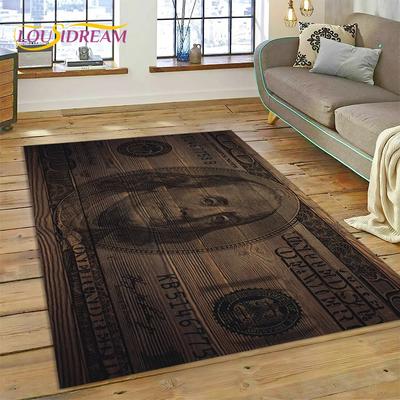 Alfombra de Dibujos Animados 3D Rica en Dólares, Euros y Libras para Decoración de Hogar, Sala de Estar, Dormitorio, Sofá, Felpudo, Alfombrilla Antideslizante para Juegos de Niños