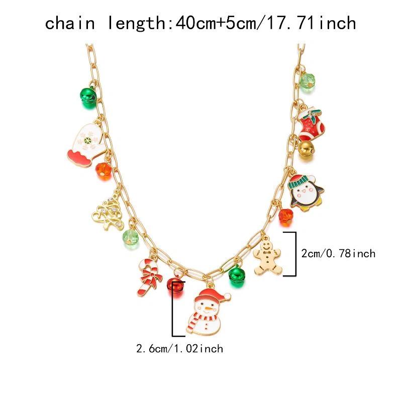Exaggerated Christmas Bell Beaded Choker Necklace For Women Trendy Xmas Pendant Clavicle Chain New Year Party Jewelry Gift