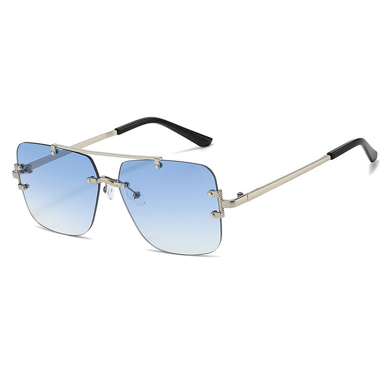 Rimless Double Bridge Sunglasses Men Brand Sun Glasses Women Vintage Fashion Square Shades Male Female Gradient UV400 Eyewear
