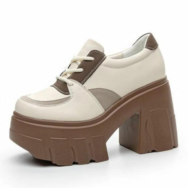 

Модные Высококачественные 11СМ Новые Женские Роскошные Туфли на Платформе и Танкетке Удобные Ботильоны Натуральная Кожа 2024 Весна Осень Ботильоны Обувь 40 коричневый