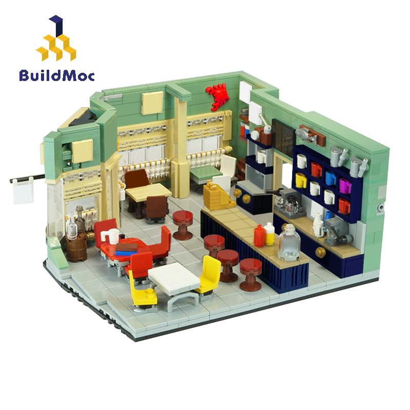 Buildmoc Ideas Architecture Maison Gilmoreds Filles Luke's Diner Restaurant Blocs de Construction Jouets pour Enfants MOC-46310 Cadeaux