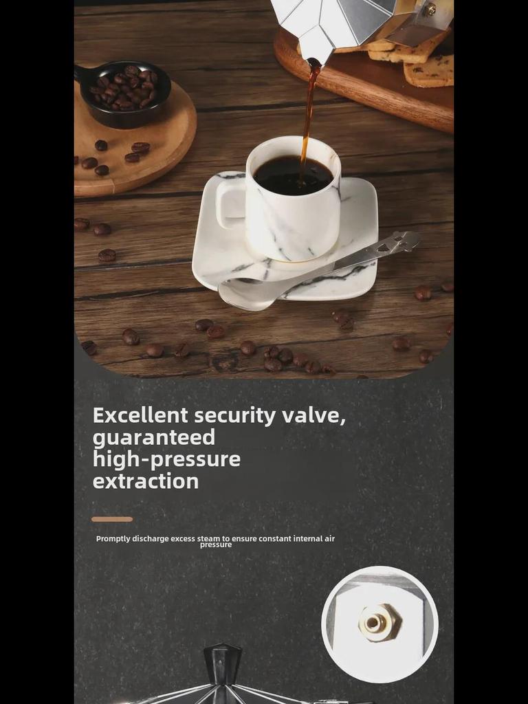 Achteckiges Moka-Espresso-Kaffeemaschinen-Set aus Aluminium für den Außenbereich