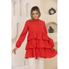 Women's Layered Sleeves Elastic Buttoned Tunic