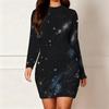 Plus Size Women Long Sleeve Slim Fit Bodycon Midi Dress Chic Daily Party Dress