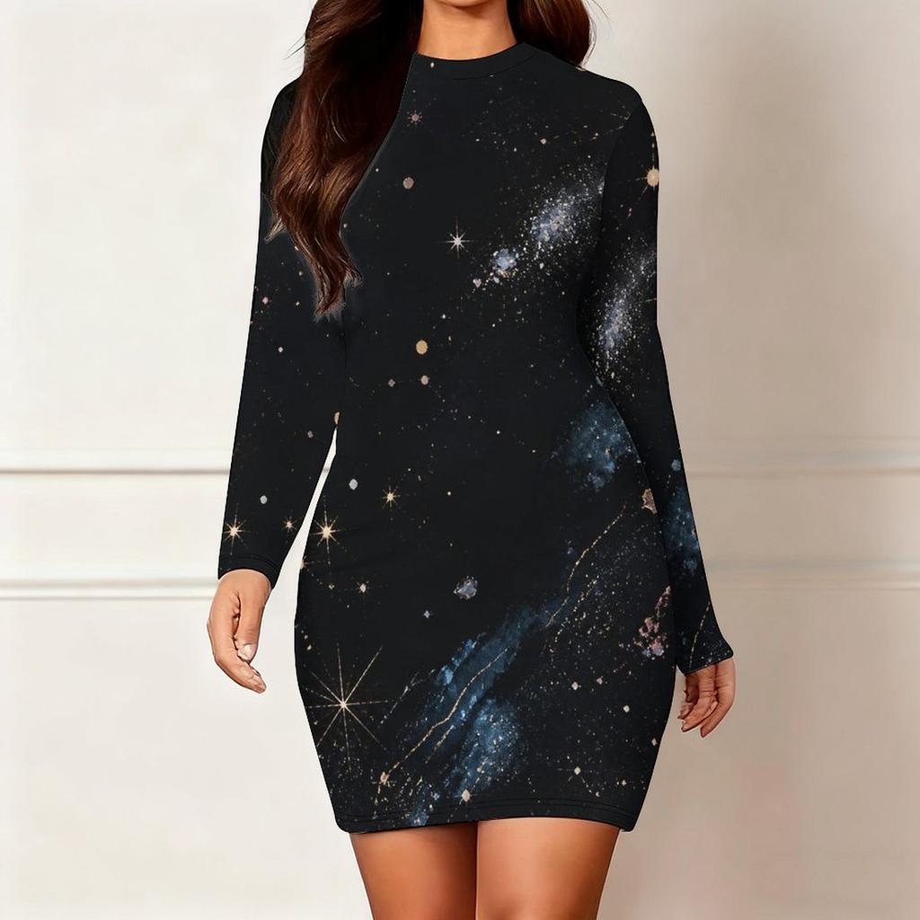 Plus Size Women Long Sleeve Slim Fit Bodycon Midi Dress Chic Daily Party Dress