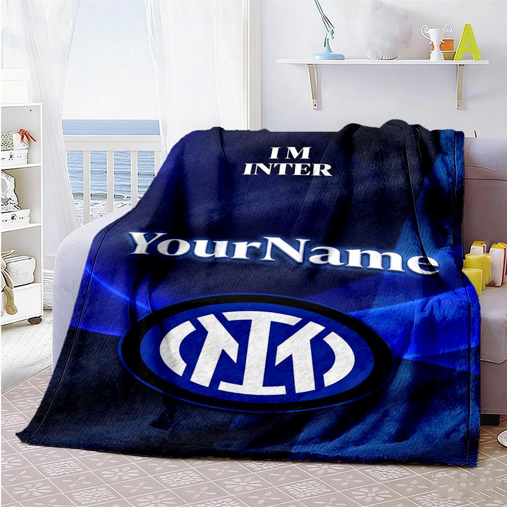 Inter Milan Personalized Name Blanket Throw Customizable Blanket Durable Comfort Great for Couch Picnics Bedding Nap Four Seasons Universal