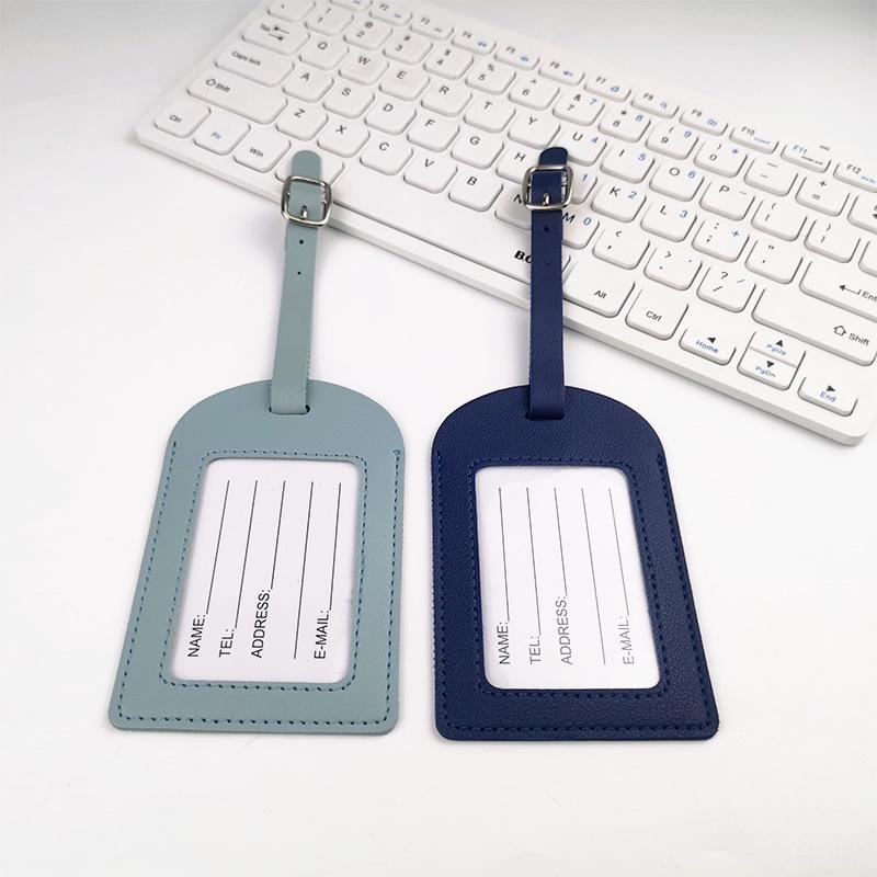 Premium PU Leather Luggage Tag with Stitching and Signature Card