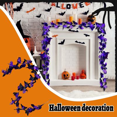 Lila Simulerad Rosranka Halloweenfest Simulerad Växt Blomranka Takdekoration Slingrande Ranka