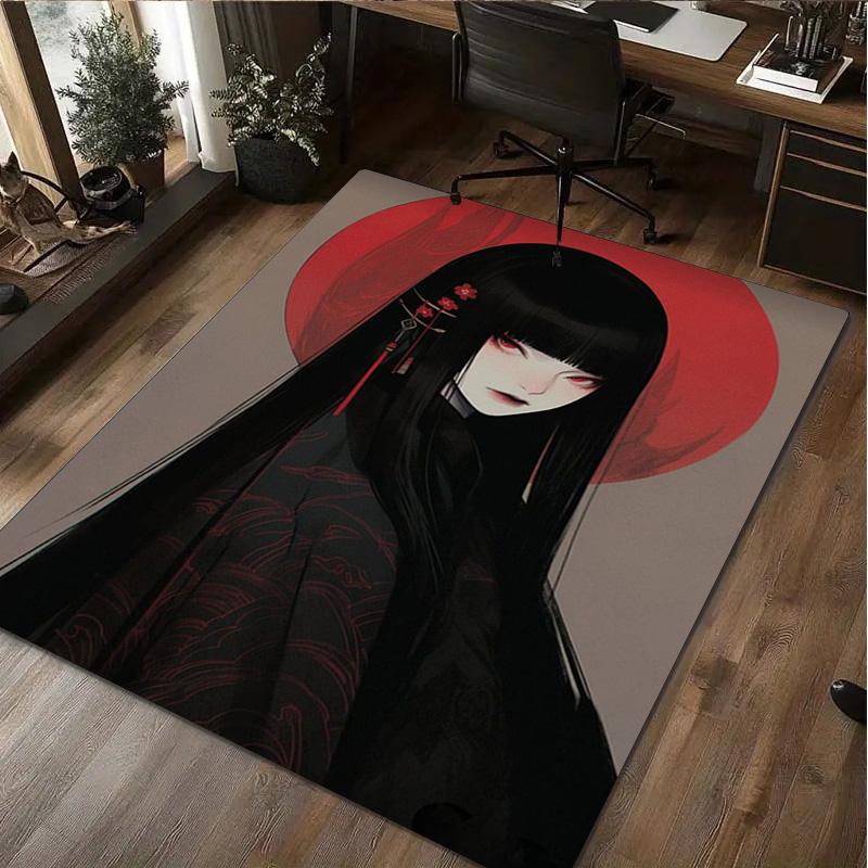 Samurai-Frauen-Druckteppich - Heimdekoration Teppich für Wohnzimmer Schlafzimmer Bodenbelag Computerstuhl Bereichsteppich