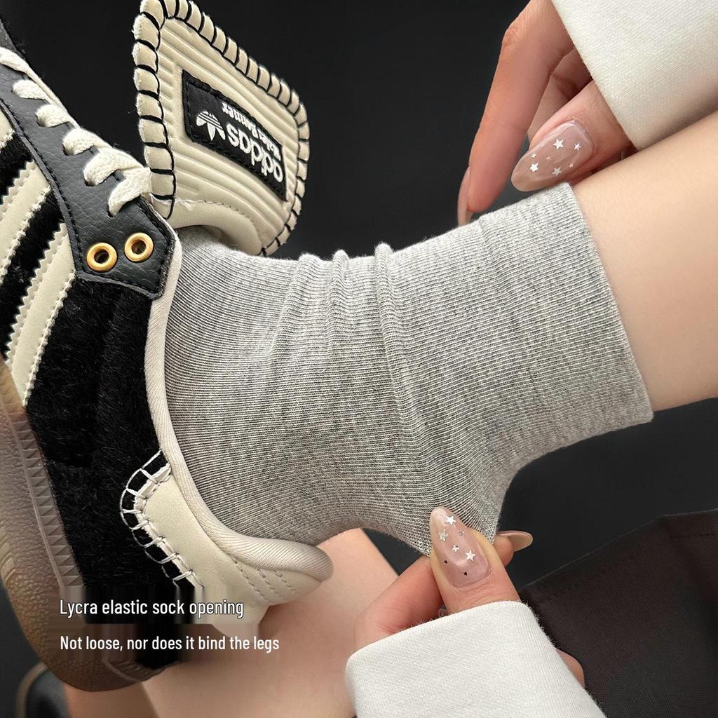 Women's 10A Antibacterial No-seam Mid-Calf Socks - Pure Cotton Lycra, Sweat-Wicking, Breathable, Anti-Pilling, Elastic Sports Socks