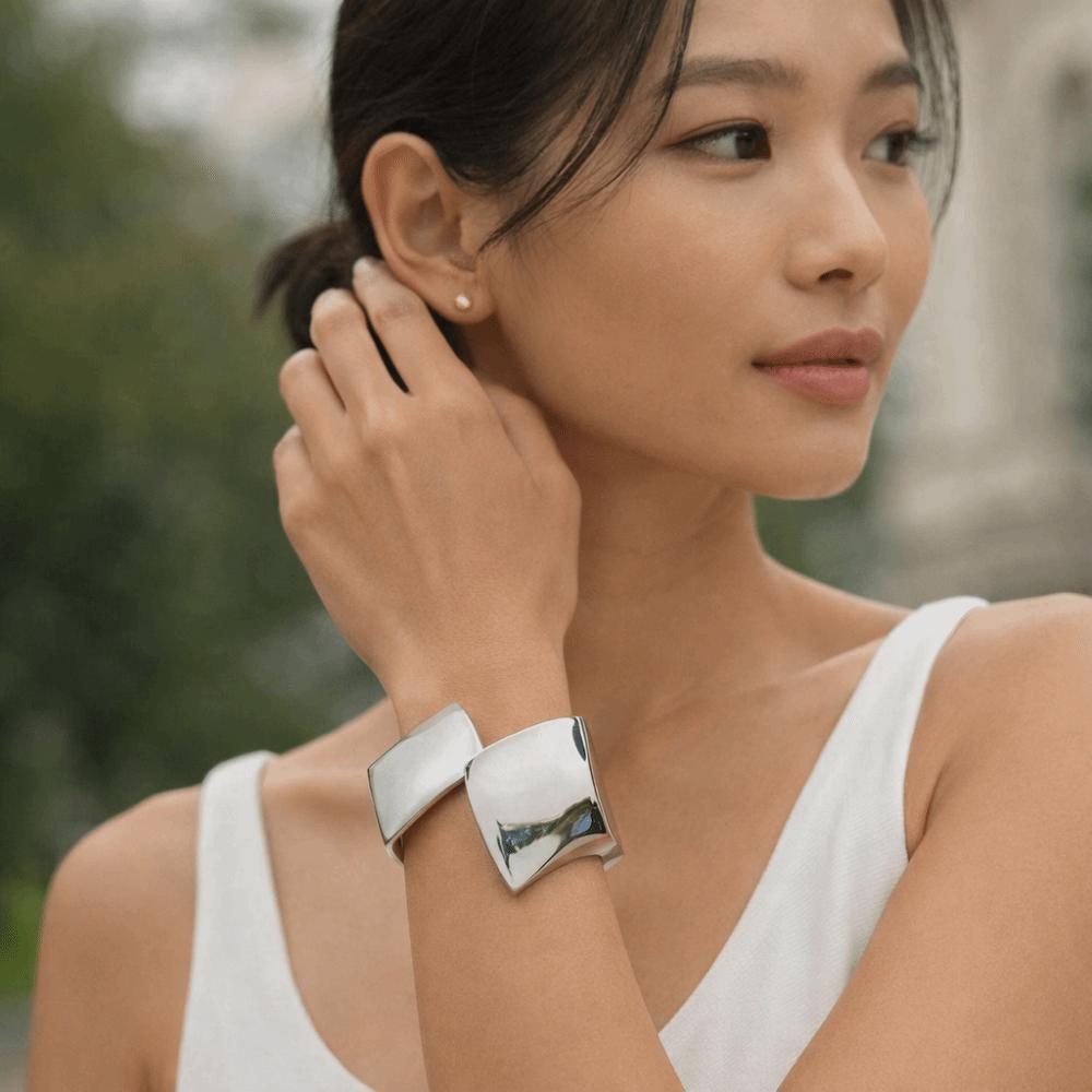 Goth Chunky Heavy Bracelet Exaggerated Fashion Punk Bangle Open Wide Open Bracelet Party Jewelry