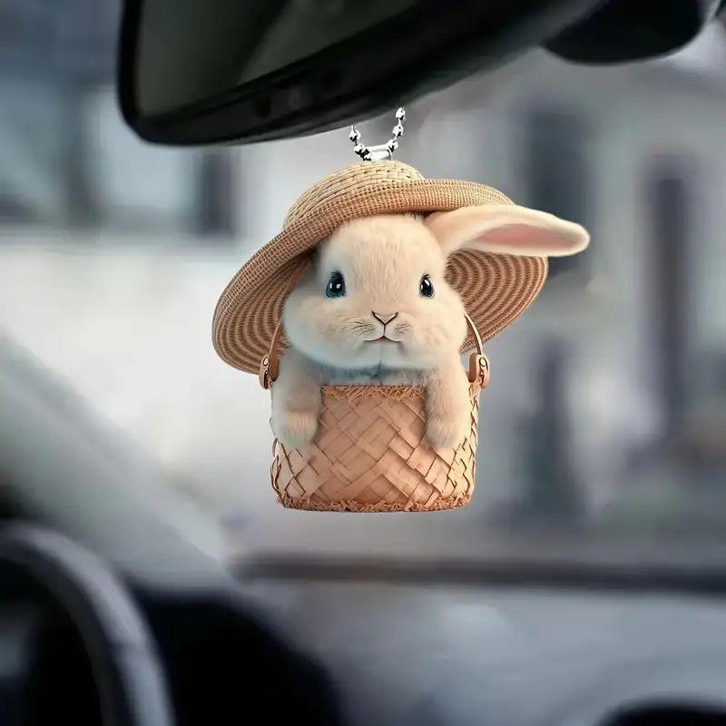 Charming Acrylic Christmas Tree Car Mirror Hanger Cute Cartoon Decorative Pendant