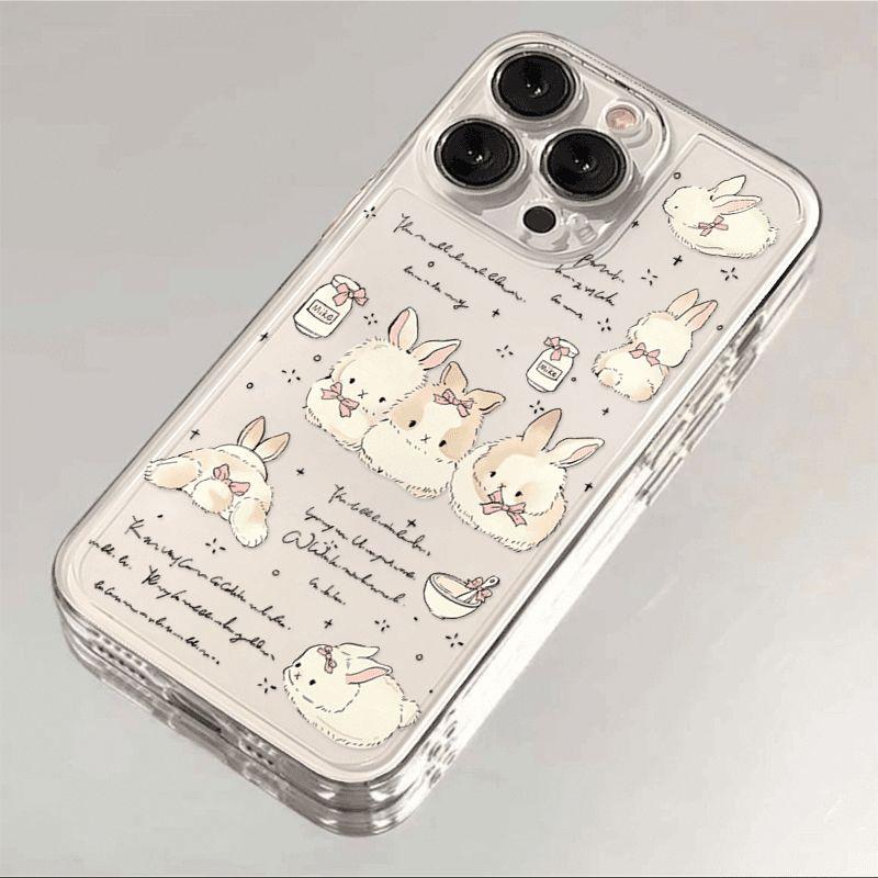 Fairy Tale Rabbit Bunny Clear Phone Case For iPhone 17 16 15 11 12 14 13 Pro Max Mini 7 8 Plus SE4 17E Cute Animal Covers Fundas