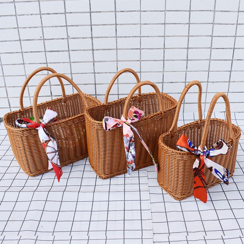 Imitation Rattan Woven Picnic & Storage Basket