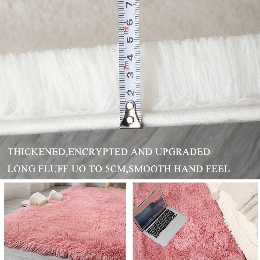 Non Slip Bedside Rugs Imitation Wool Long Hair Carpet Fluffy Shaggy Bedroom Mats  Home Decor