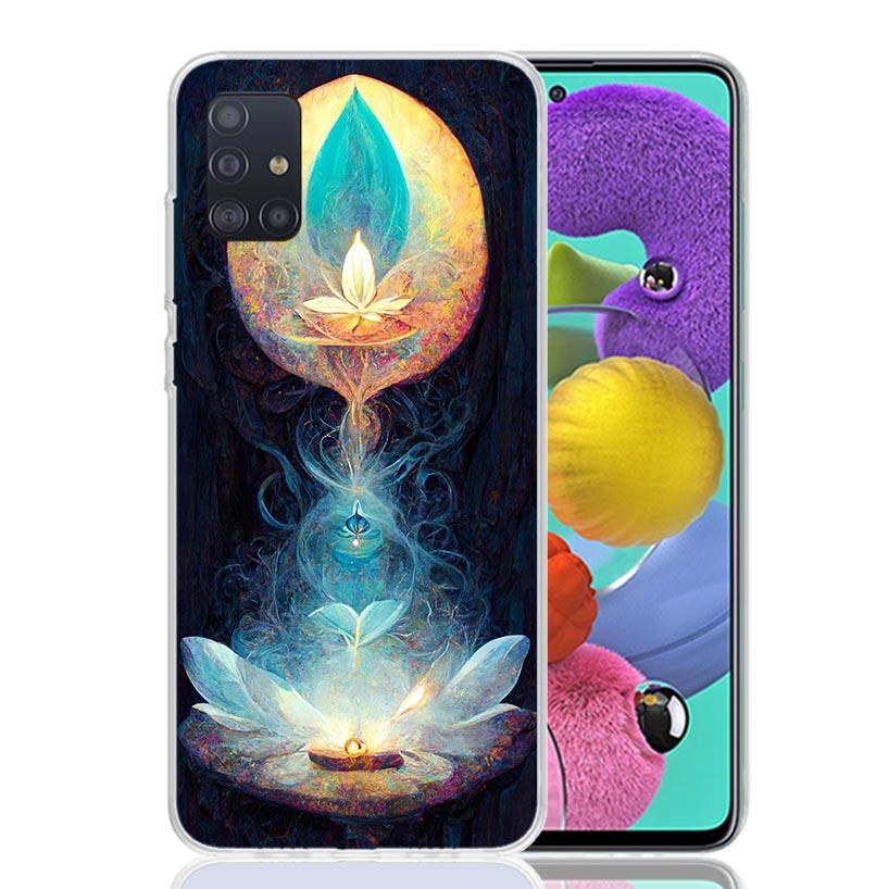 Buddhist Fire Lotus Phone Case for Samsung Galaxy A52 A51 A50S A12 A22 A32 A72 A10S A30S A31 A71 Note 20 Ultra 10 Plus S10 Galax