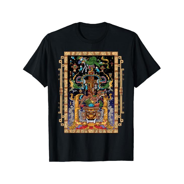 EWH180g Pure T-shirtAncient Mayan King Pakal Aztec God Civilization Mythology T-Shirt, Weekend Casual Crew Neck Knit Fabric S чёрный