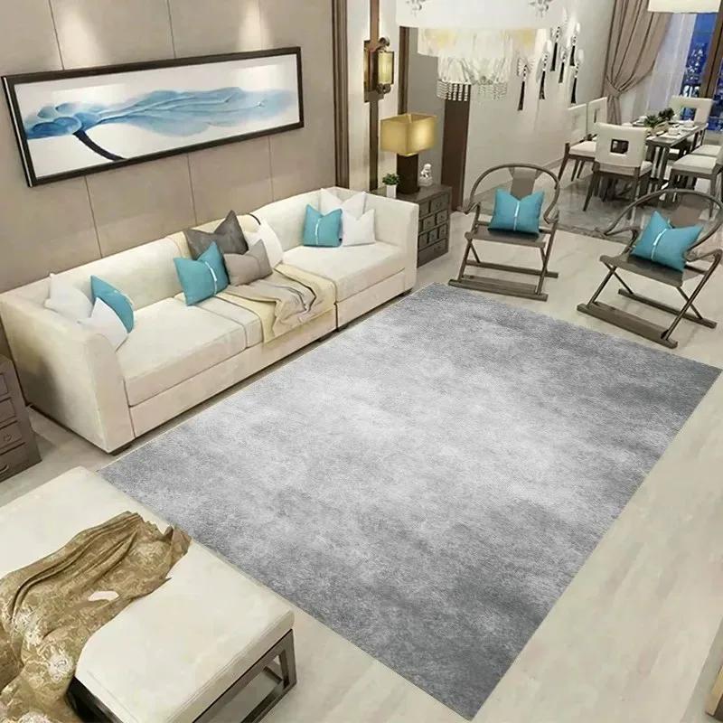 Nordic Style Grey Area Rug – Large Minimalist Carpet for Living Room Sofa Bedroom, Non-Slip Floor Mat Under Chair