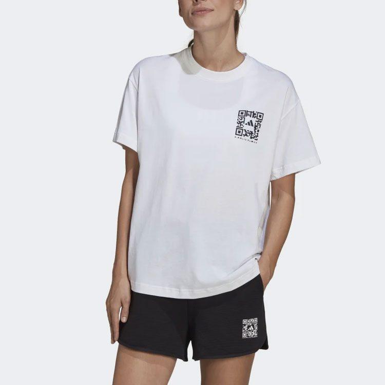 Adidas T Shirts Women's White Crew Neck Moderate Straight Fit HB1443