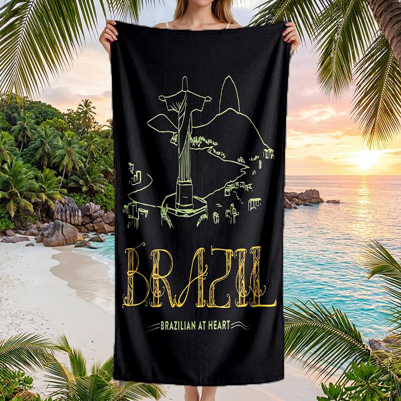 Brazil National Football Team Beach Towel Soft Microfiber Summer Towel Quick Dry Absorbent Towel for Beach Swimming Pool Travel