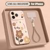 INS Floral Pattern Hand Strap Case For iPhone 17 Pro Max iPhone 16 15 14 13 Pro Max Magnetic For Magsafe Hybrid TPU+PC Matte Cover
