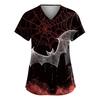 Moda Femenina Monos de Manga Corta con Cuello en V con Bolsillos Tops Estampados de Halloween Ropa