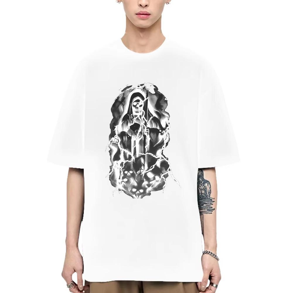 Hip Hop Men's T-shirt Grim Reaper Street Short Sleeve Black T Shirt High Quality Loose Breathable Short Sleeve New Fashion Tops