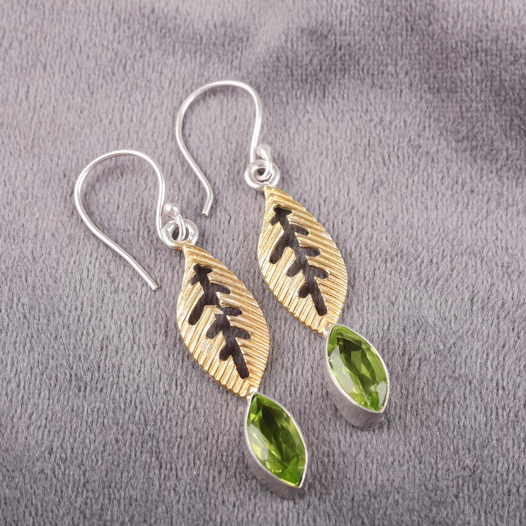 Peridot Pendant Gemstone Jewelry, 925 Solid Sterling Silver Earrings, Handmade Jewelry Birthstone Earrings, Gift For Him