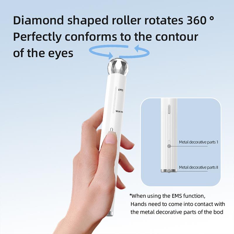 Electric Eye Beauty Instrument Facial Massage Roller EMS Microcurrent Hot Conpress Skin Lifting Eye Dark Circles Wrinkles Reduce
