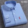 Men's Oxford Long-Sleeve Button-Down Shirt - Business Casual, Solid Color Versatile Cardigan