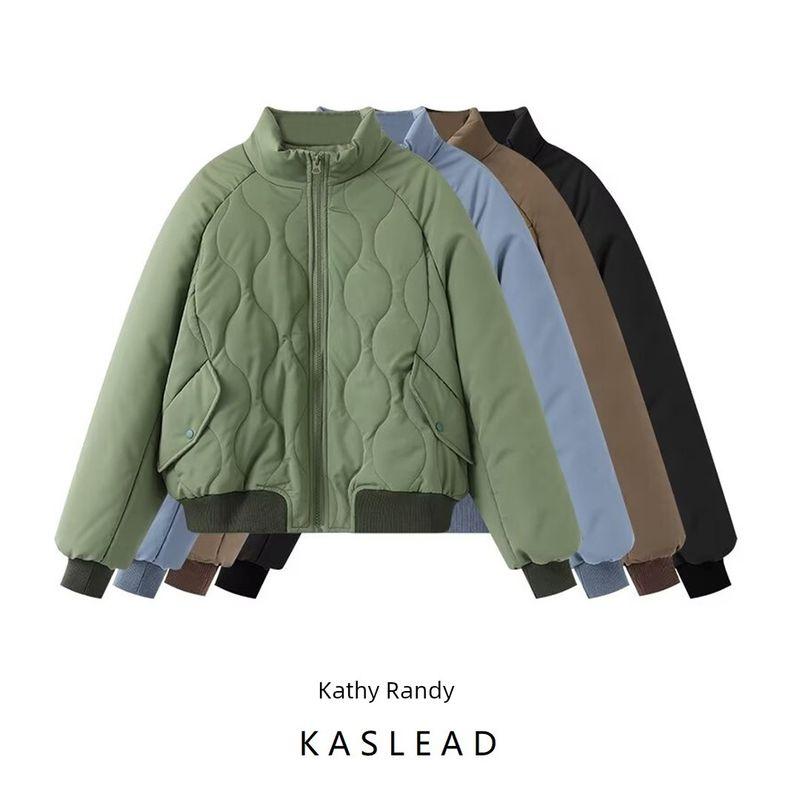 Kaslead New Arrival Women's Clothing Fashion Style Fashion Pilot Loose Lapel down Cotton Jacket