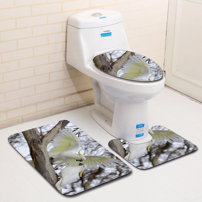 3D Bird Bathroom Toilet Three-Piece Floor Mat Doormat Bathroom Carpet