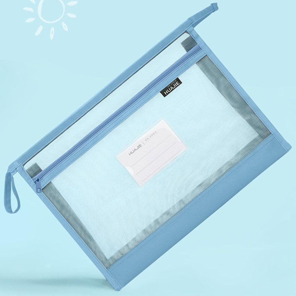 Transparent Mesh Subject Classification Bag Double-layer Mesh Zipper Bag  School Exams