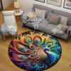 Glam Round Floral Multicolor Rug Pad, Non-Slip Floor Mat for Bathroom